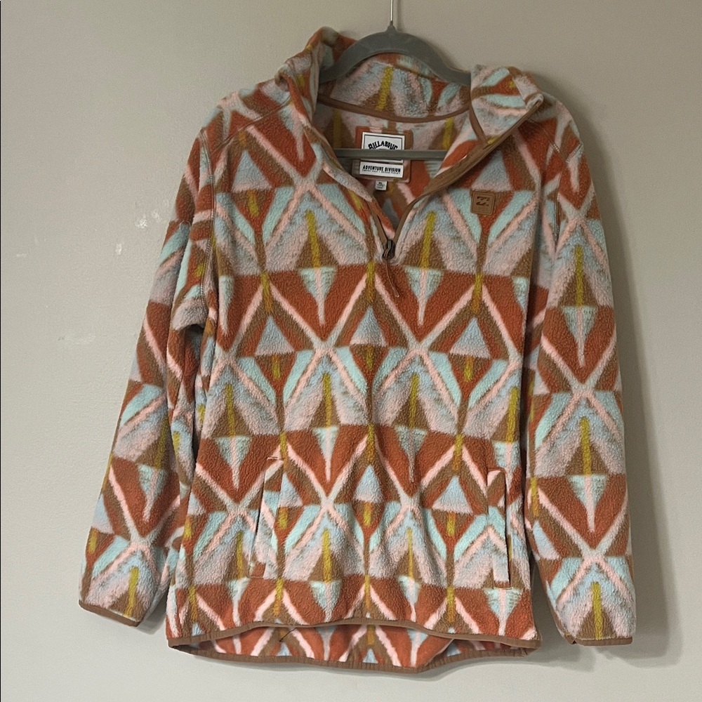 Billabong Orange and Blue Patterned Fleece Tunic